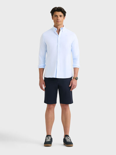 CAMISA OXFORD MIL RAYAS CELESTE