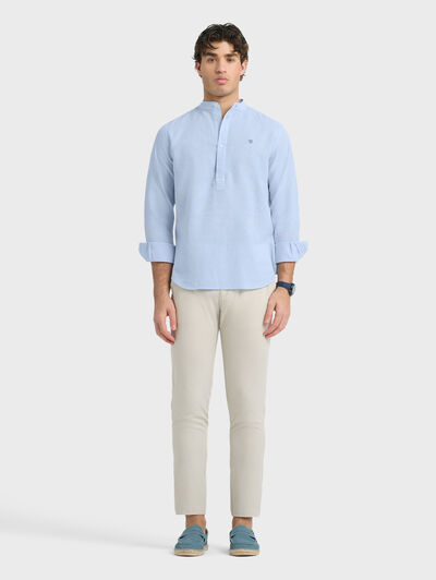 POLERA LINO MAO CELESTE