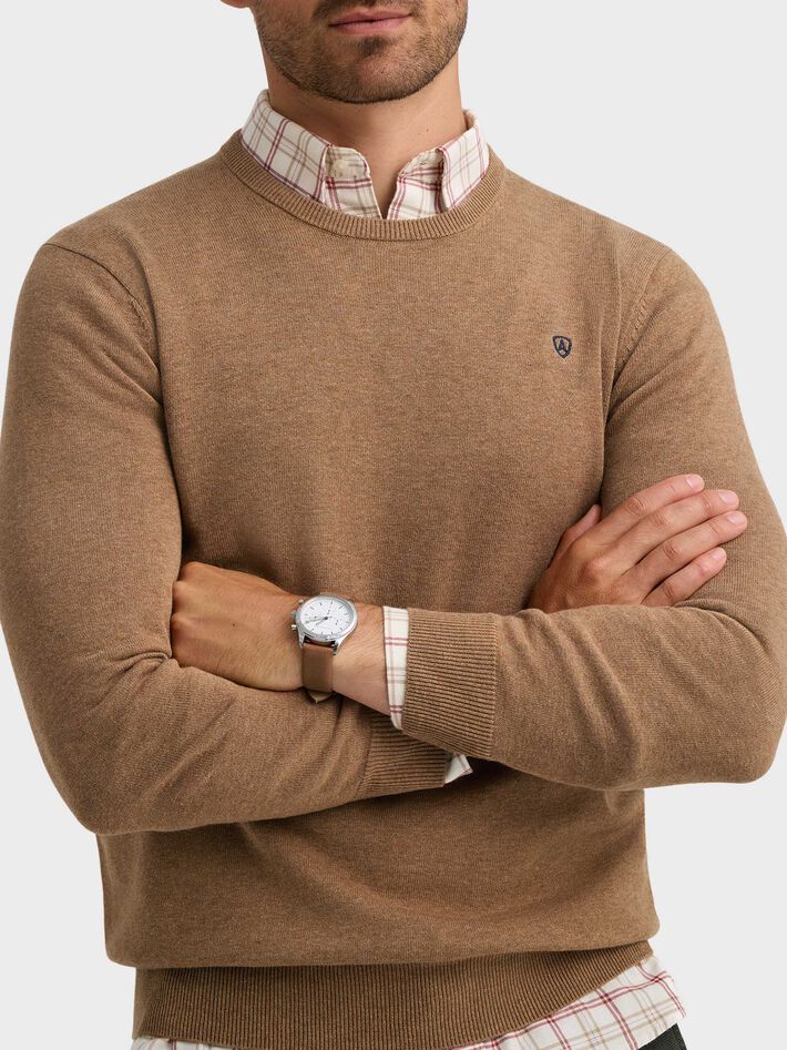 JERSEY ROUND NECK TRENDY CAMEL