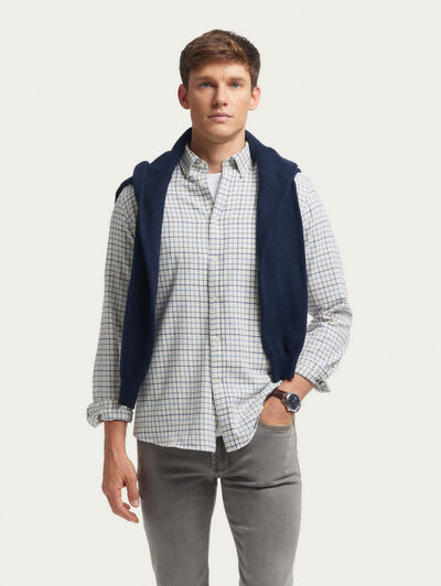 CAMISA FLANNEL CHECKS AZUL MARINO