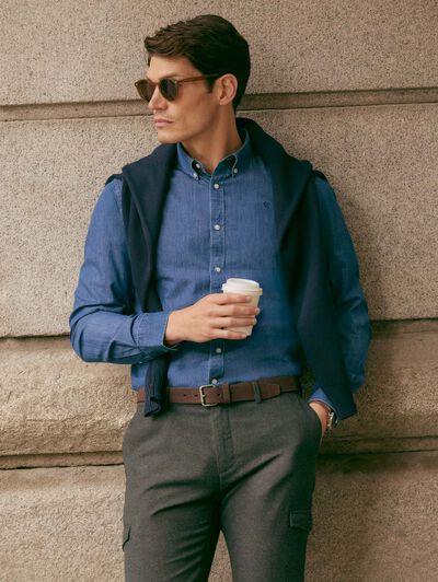 CAMISA DENIM B.DOWN AZUL MARINO