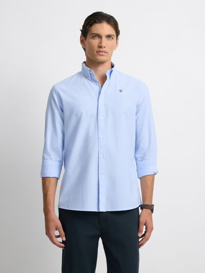 CAMISA OXFORD RAYAS DOWN CELESTE