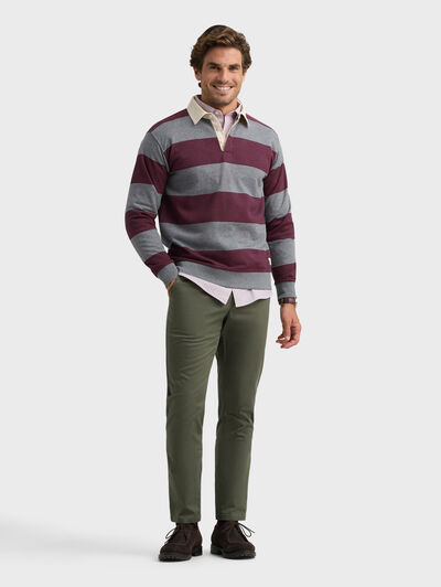 SUDADERA POLO RAYAS BURDEOS