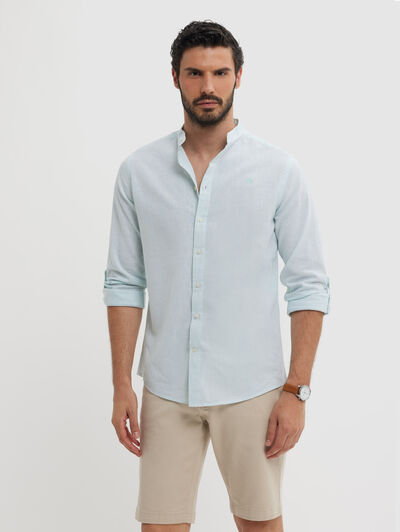 CAMISA LINO MAO VERDE AGUA