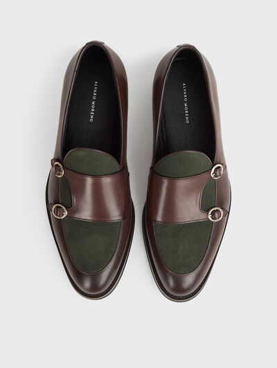 MOCASIN HEBILLAS BICOLOR VERDE