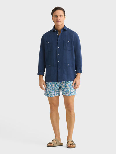 CUBANA LINO CHAMBRAY AZUL MARINO