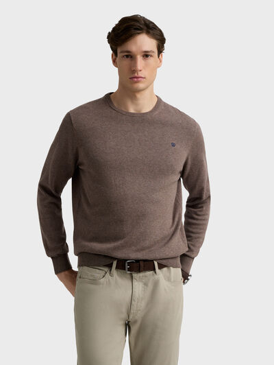 JERSEY ROUND NECK BASIC MARRÓN