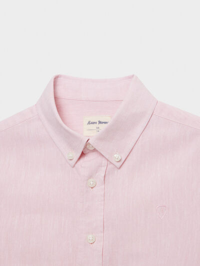 CAMISA LINO C. BOTON KIDS SALM&Oacute;N