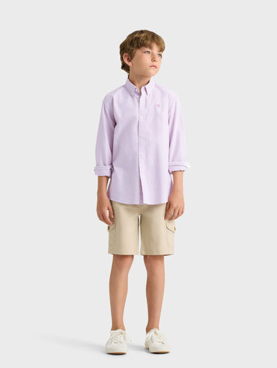 CAMISA OXFORD MIL RAYAS KIDS BURDEOS