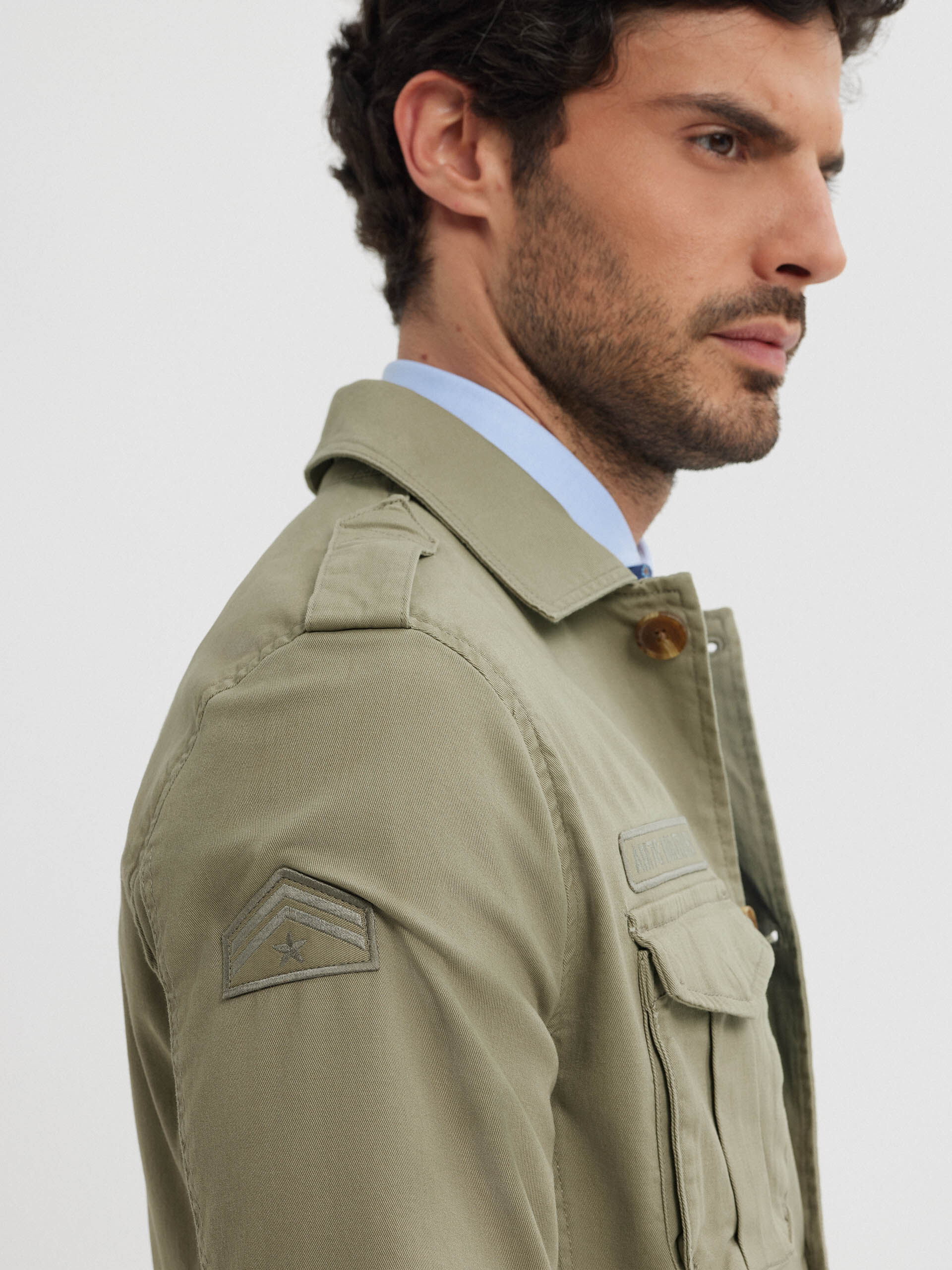 Sahariana verde militar hombre hot sale