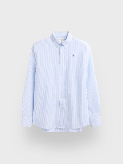 CAMISA OXFORD RAYAS CELESTE