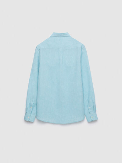 CAMISA LINO BOLSILLO TURQUESA