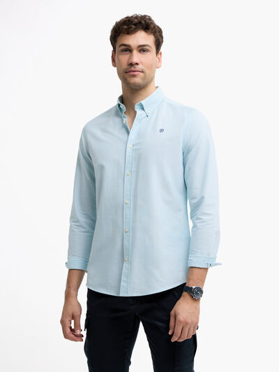 CAMISA PIN POINT RAYAS VERDE