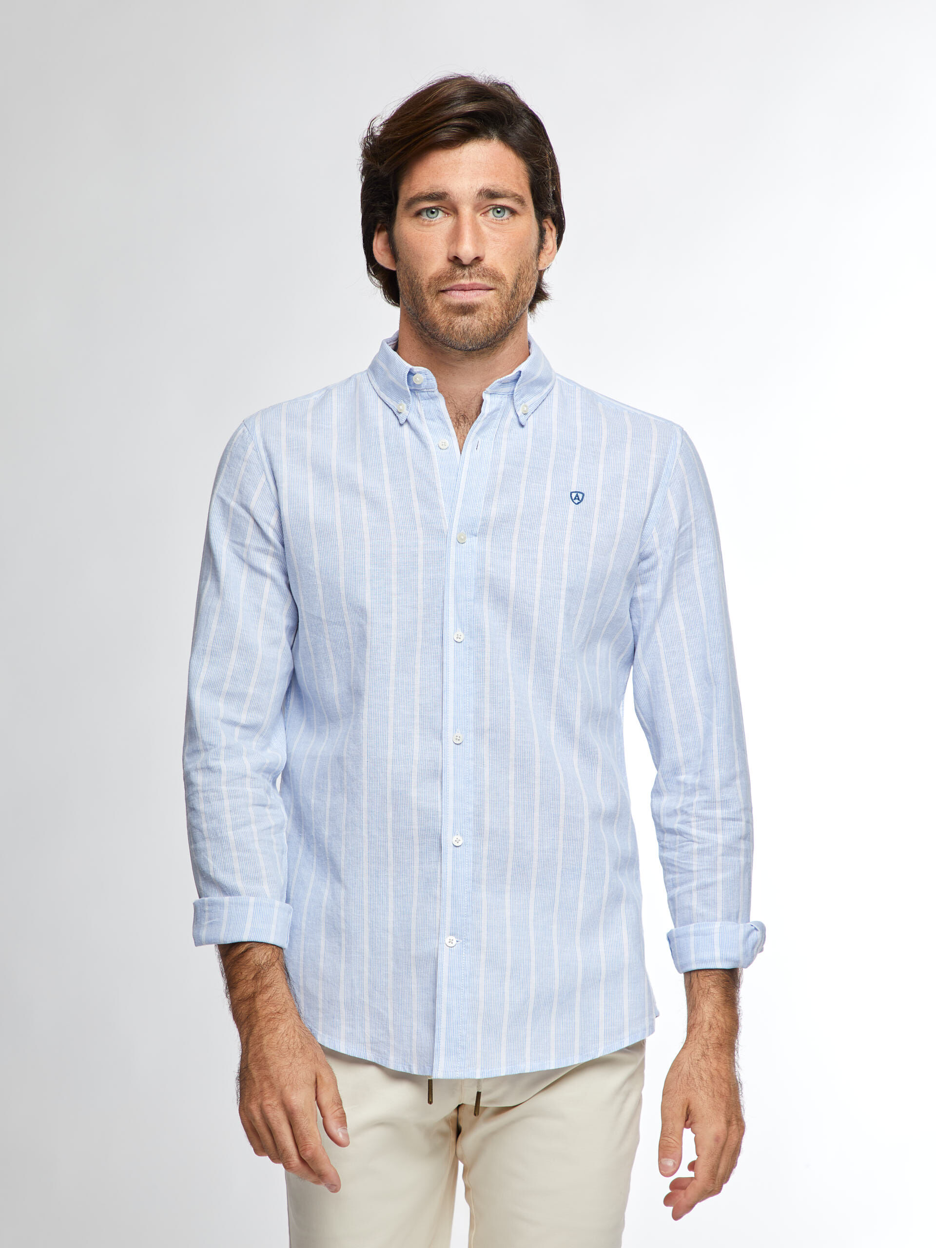 CAMISA LINO B DOWN AZUL