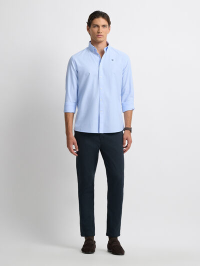 CAMISA OXFORD RAYAS DOWN CELESTE
