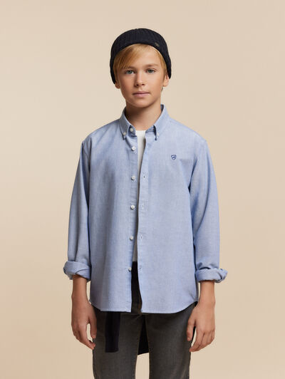 CAMISA OXFORD SOLID KIDS AZUL