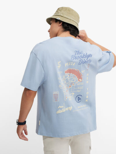 CAMISETA PIZZA CELESTE