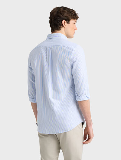 CAMISA OXFORD RAYAS CELESTE