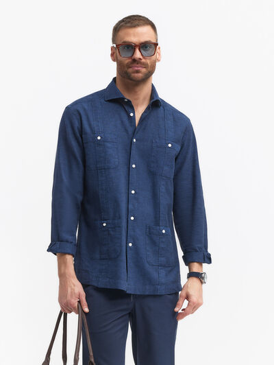 CUBANA LINO CHAMBRAY AZUL MARINO