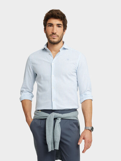 CAMISA LINO RAYAS JK CELESTE