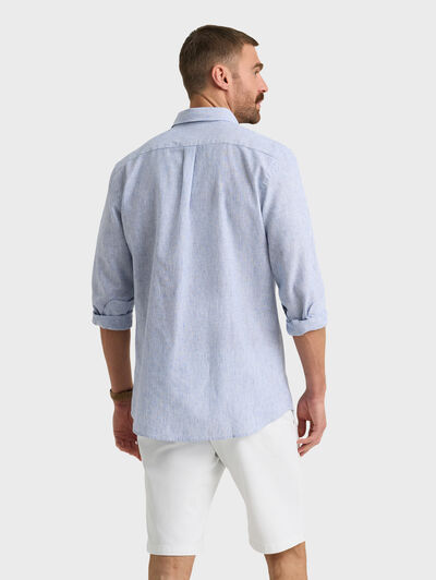 CAMISA LINO MIL RAYAS AZUL MARINO