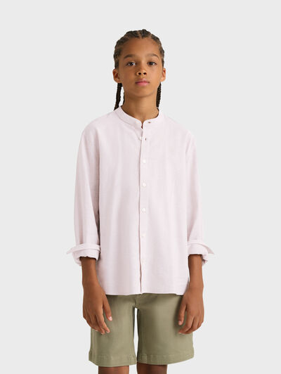 CAMISA LINO MAO KIDS BEIGE
