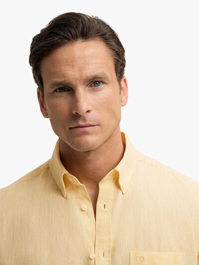 CAMISA LINO BOLSILLO AMARILLO