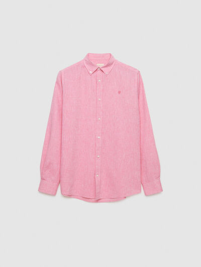 CAMISA LINO C. BOTON CORAL