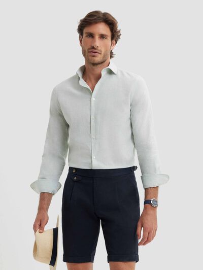 CAMISA LINO RAYAS AX VERDE