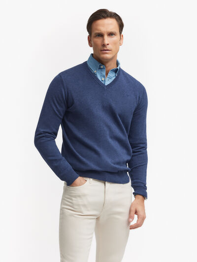 JERSEY V-NECK AZUL MARINO