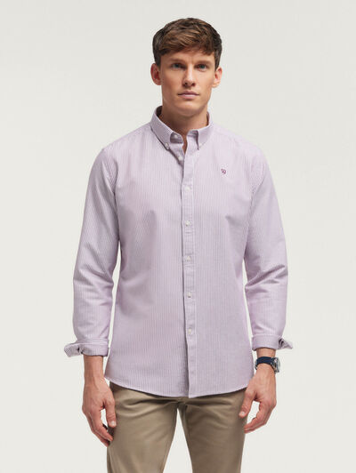CAMISA OXFORD STRIPES BURDEOS