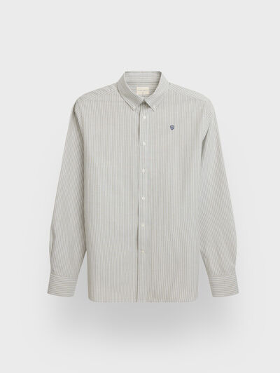 CAMISA OXFORD RAYAS DOWN VERDE