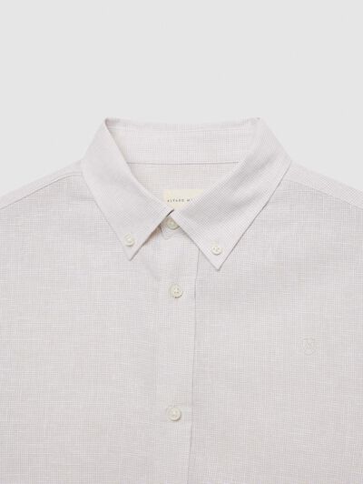 CAMISA LINO PATA GALLO BEIGE