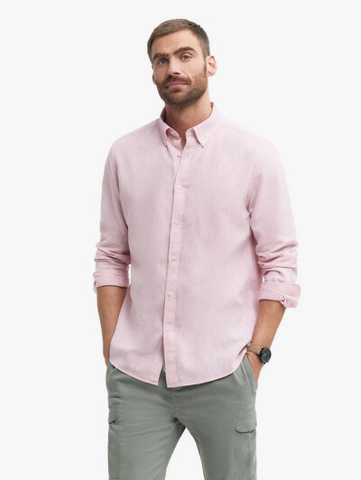 CAMISA LINO C.BOTON CORAL