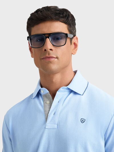 POLO CONTRAST CELESTE