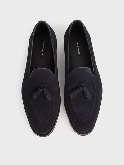 MOCASIN SERRAJE BORLAS AZUL MARINO