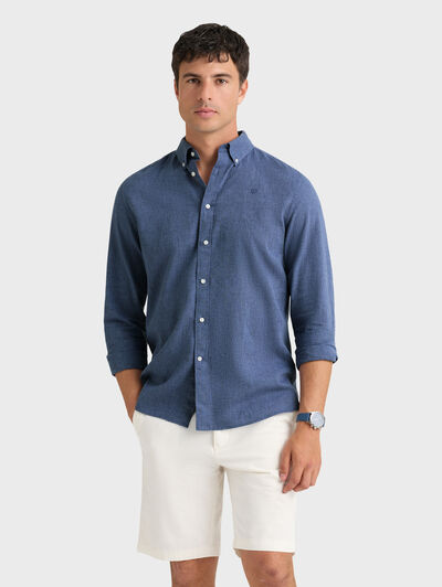 CAMISA LINO C.BOTON AZUL