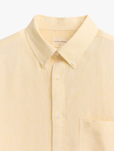 CAMISA LINO BOLSILLO AMARILLO