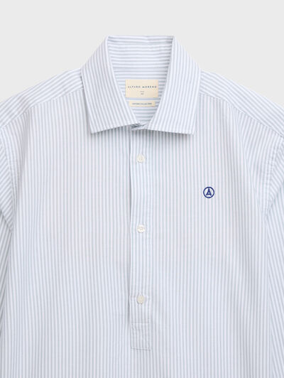 POLERA OXFORD RAYAS AZUL