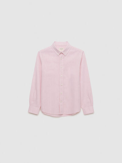 CAMISA LINO C. BOTON KIDS SALM&Oacute;N