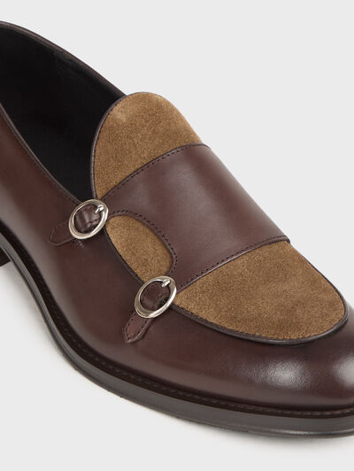 MOCASIN HEBILLAS BICOLOR MARR&Oacute;N