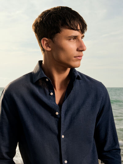 CAMISA LINO ALEX AZUL MARINO