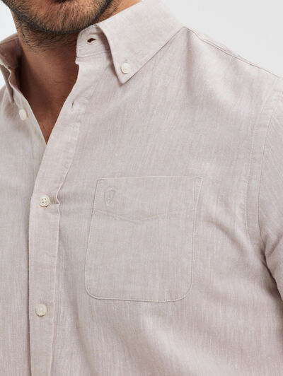 CAMISA LINO BOLSILLO BEIGE