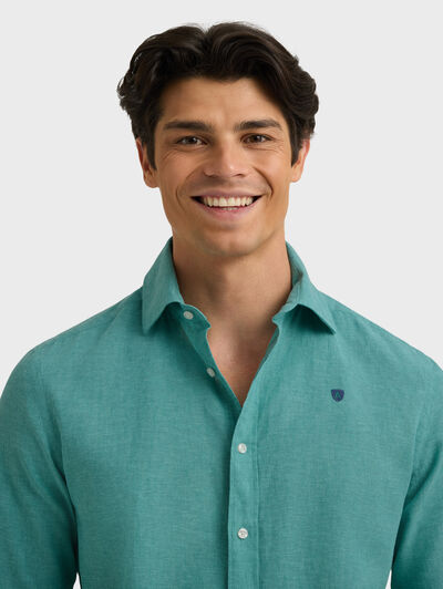 CAMISA LINO CHAMBRAY AZUL