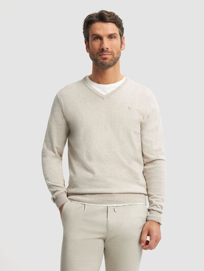 JERSEY V-NECK BEIGE