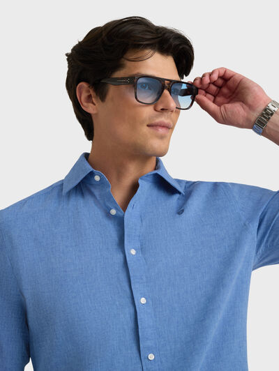 CAMISA LINO CHAMBRAY AZUL