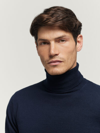 JERSEY ROLL COLLAR AZUL MARINO