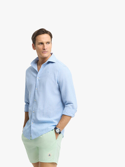 CAMISA LINO STRIPES ALEX AZUL