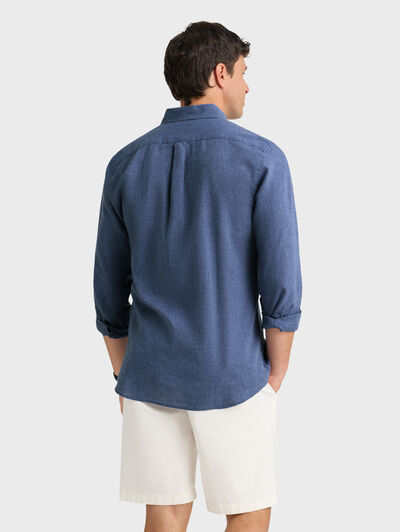 CAMISA LINO C.BOTON AZUL