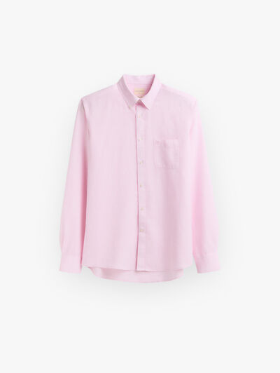 CAMISA LINO BOLSILLO ROSA